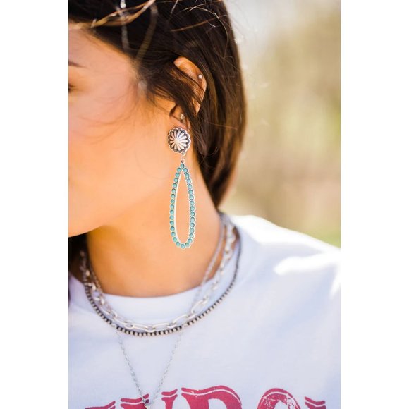 Jewelry - OVAL CONCHO TURQUOISE EARRINGS